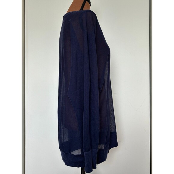 DKNY semi sheer navy top.  Size Large. - Picture 4 of 11
